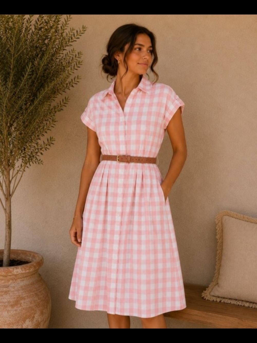 Eliza J Classic Pink And White Plaid Dress  Size 14